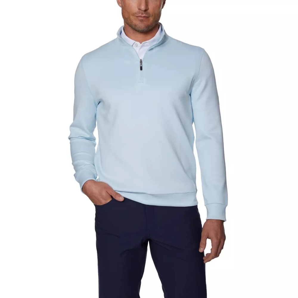 Hickey Freeman Blue Zip Up Sweater with Standing Collar